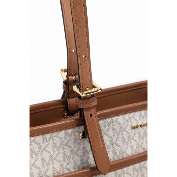 Michael Kors Winston Medium Signature Tote Vanilla Acorn Brown Zip w/ - Picture 3 of 15